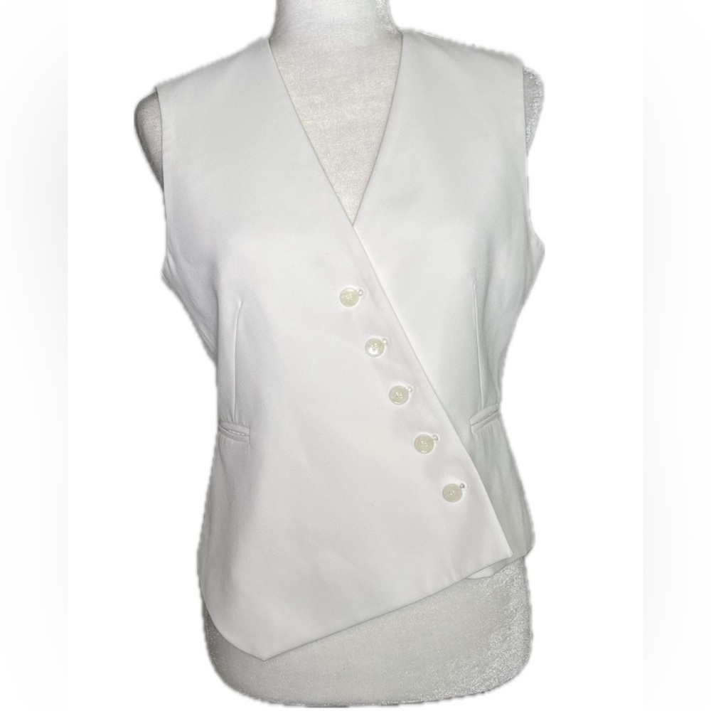 ZARA Woman Collection White Vneck Asymmetrical Sleeveless Vest Top Size M Med - Picture 5 of 13